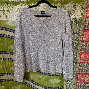 Eileen Fisher Off White/ Black Marled 100% Linen Sweater Size Medium